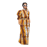 African Safari Print Palazzo Jumpsuit One Shoulder | Geri's Bluffing Boutique