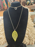 Necklace - Leaf pendant double layer