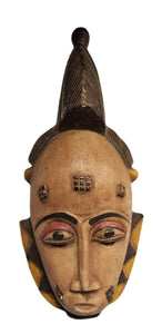 Authentic Hand - Carved African Wood Mask - 18"h x 10"w