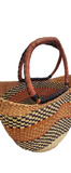 Bolga U-Shopper Market Basket | Leather Handle | Geri's Bluffing Boutique