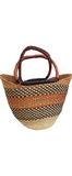Bolga U-Shopper Market Basket | Leather Handle | Geri's Bluffing Boutique
