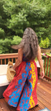 Handmade African Print Pulazzo Wide Leg Jumpsuit | Red | Blue | Geri's Bluffing Boutique