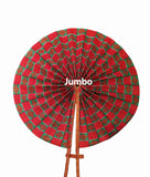 Handmade African Folding Fan with Leather Handle | Authentic Artisan Fan | Made in Africa | JUMBO Size