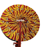 Handmade African Folding Fan with Leather Handle | Authentic Artisan Fan | Made in Africa | JUMBO Size