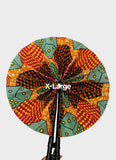 Handmade African Folding Fan with Leather Handle | Authentic Artisan Fan | Made in Africa | X-LARGE Size