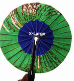 Handmade African Folding Fan with Leather Handle | Authentic Artisan Fan | Made in Africa | LARGE size