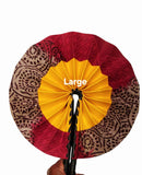 Handmade African Folding Fan with Leather Handle | Authentic Artisan Fan | Made in Africa | LARGE size