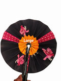 Handmade African Folding Fan with Leather Handle | Authentic Artisan Fan | Made in Africa | LARGE size