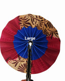 Handmade African Folding Fan with Leather Handle | Authentic Artisan Fan | Made in Africa | LARGE size