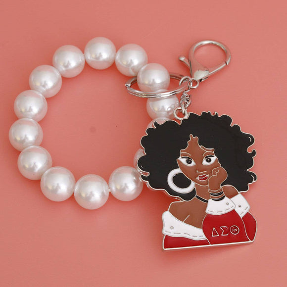 New! Delta Red White Pearl Keychain | Geri's Bluffing Boutique
