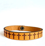 Men's Religious Leather Snap Bracelet Engraved Cuff |Geri's Bluffing Boutique