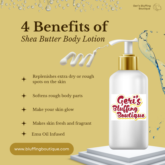 Emu Oil Shea Butter Lotion 8oz | Geri's Bluffing Boutique