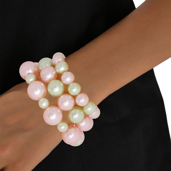 Pink and Green Pearl 3 Pcs Bracelets | Geri's Bluffing Boutique