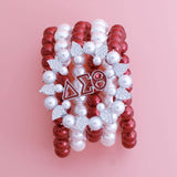 New! Bracelet Red White Pearl Delta 5 Strand for Women | Geri's Bluffing Boutique