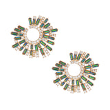 Pink Green Glass Crystal Round Studs | Geri's Bluffing Boutique