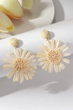Boho Raffia Sunflower Dangle Earrings | Geri's Bluffing Boutique