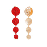 Clip On Red Pave Disc Drop Earrings for Women | Geri's Bluffing Boutique
