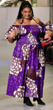 Handmade| African-Print |Off-Shoulder-Dress| Woven | Print Smock Stretch |  A-Line | Geri's Bluffing Boutique