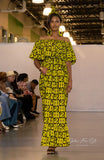 Handmade| African-Print |Off-Shoulder-Dress| Woven | Print Smock Stretch |  A-Line | Geri's Bluffing Boutique