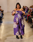 Handmade| African-Print |Off-Shoulder-Dress| Woven | Print Smock Stretch |  A-Line | Geri's Bluffing Boutique
