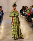 Handmade| African-Print |Off-Shoulder-Dress| Woven | Print Smock Stretch |  A-Line | Geri's Bluffing Boutique