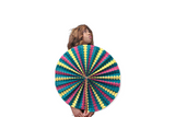 Handmade African Folding Fan with Leather Handle | Authentic Artisan Fan | Made in Africa | JUMBO Size
