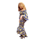 Handmade| African-Print |Off-Shoulder-Dress| Woven | Print Smock Stretch |  A-Line | Geri's Bluffing Boutique