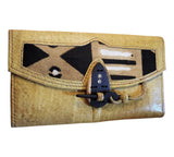 Mudcloth & Leather Tri-Folding Wallet | Geri's Bluffing Boutique
