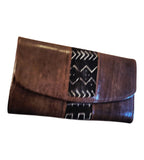 Mudcloth & Leather Tri-Folding Wallet | Geri's Bluffing Boutique