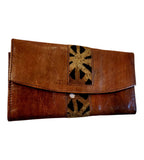 Mudcloth & Leather Tri-Folding Wallet | Geri's Bluffing Boutique