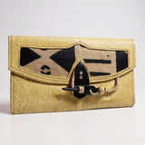 Mudcloth & Leather Tri-Folding Wallet | Geri's Bluffing Boutique