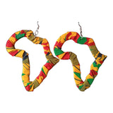Africa Map Fabric Earrings | Geri's Bluffing Boutique