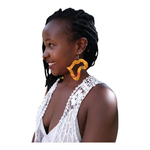 Africa Map Fabric Earrings | Geri's Bluffing Boutique