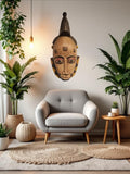 Wall Art | Authentic Hand Carved African Baule Wood Mask Natural | 18"h x 10"w | Geri's Bluffing Boutique
