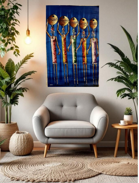 Hand Painted African Wall Art | Market Women | Basket | Geri's Bluffing Boutique
