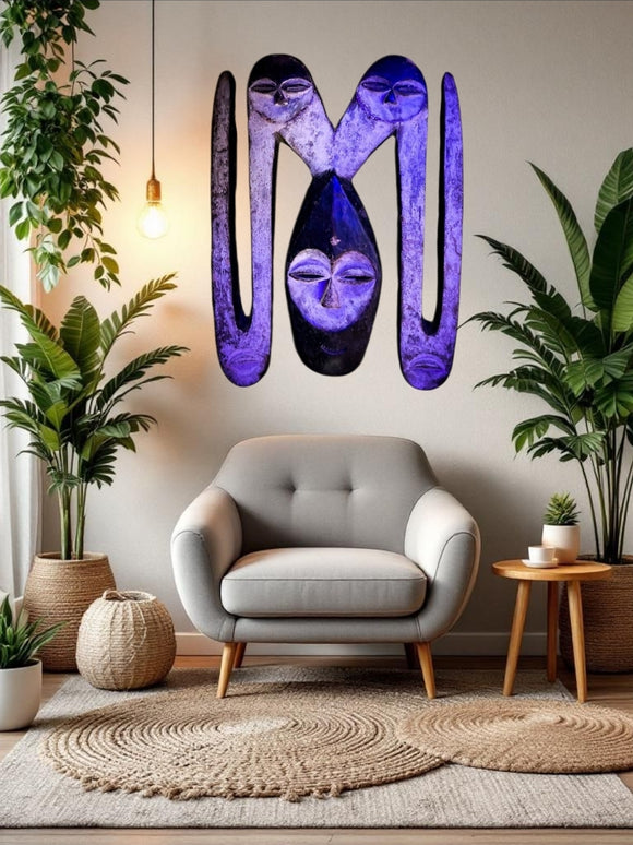 Wall Art Carved African Wood Mask - 14