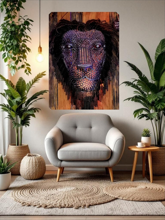 Sculpture Lion Head Wall Art (30h x 21w) | Recycle Art |Geri's Bluffing Boutique