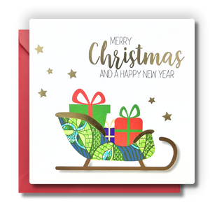 Santa Sleigh Afrocentric Greeting Card | Geri's Bluffing Boutique