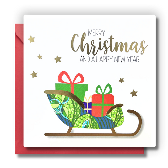Santa Sleigh Afrocentric Greeting Card | Geri's Bluffing Boutique