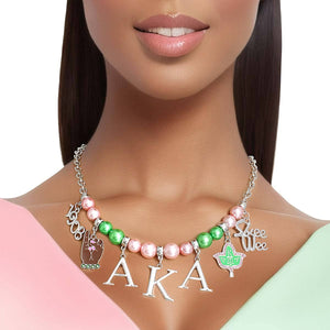 Pink Green Pearl AKA Necklace | Geri's Bluffing Boutique