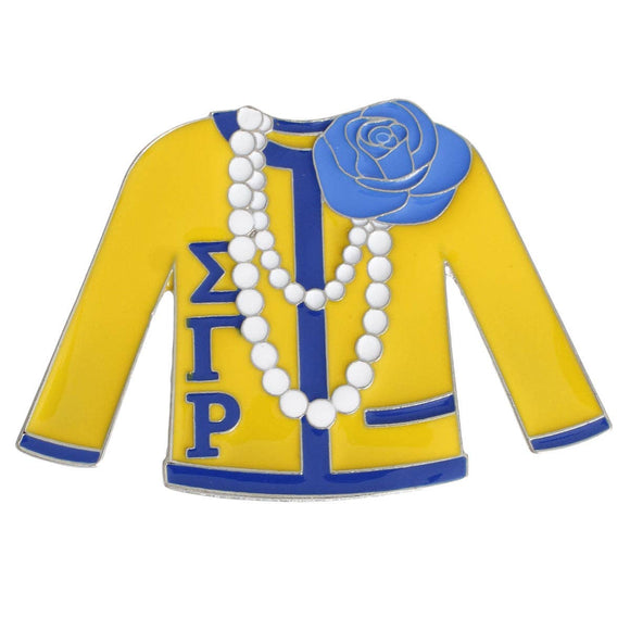 Sigma Yellow Blue Sweater Sorority Lapel Pin | Geri's Bluffing Boutique