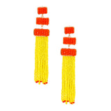 Fringe Yellow Orange Bead Long Earrings for Women |Geri's Bluffing Boutique