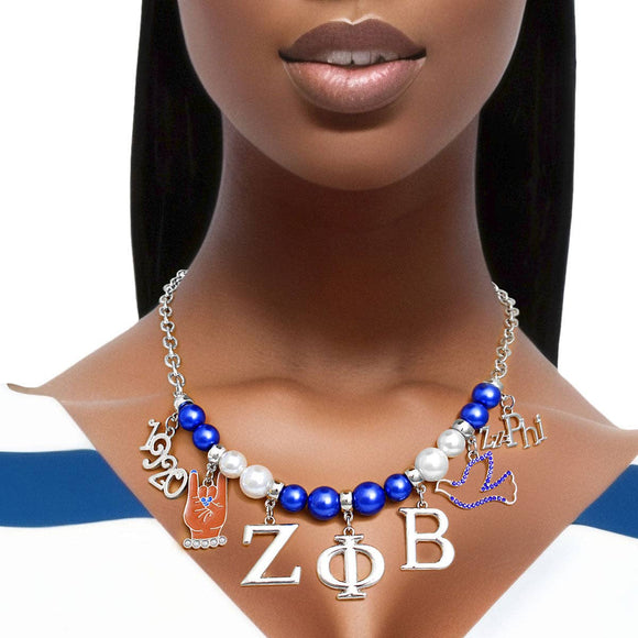 New! Zeta Blue White Pearl Necklace | Geri's Bluffing Boutique