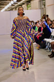 Handmade African Print Pulazzo Wide Leg Jumpsuit | Yellow | Blue Purple | Geri's Bluffing Boutique