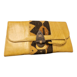 Mudcloth & Leather Tri-Folding Wallet | Geri's Bluffing Boutique