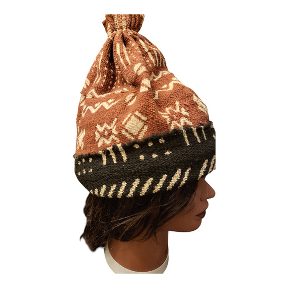 Mudcloth Hat |Kufi | Pom Pom|Geri's Bluffing Boutique