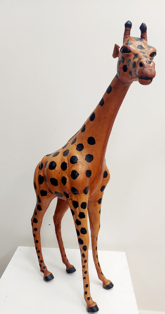 Vintage Leather Giraffe Home Accent