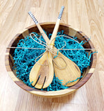 Wooden Salad Bowl with Matching Utensils