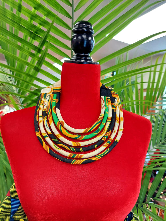Necklace-Layered Fabric African Print