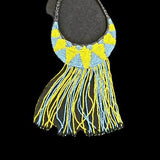 Hand-crafted Yello & Powder Blue  Beaded Necklace